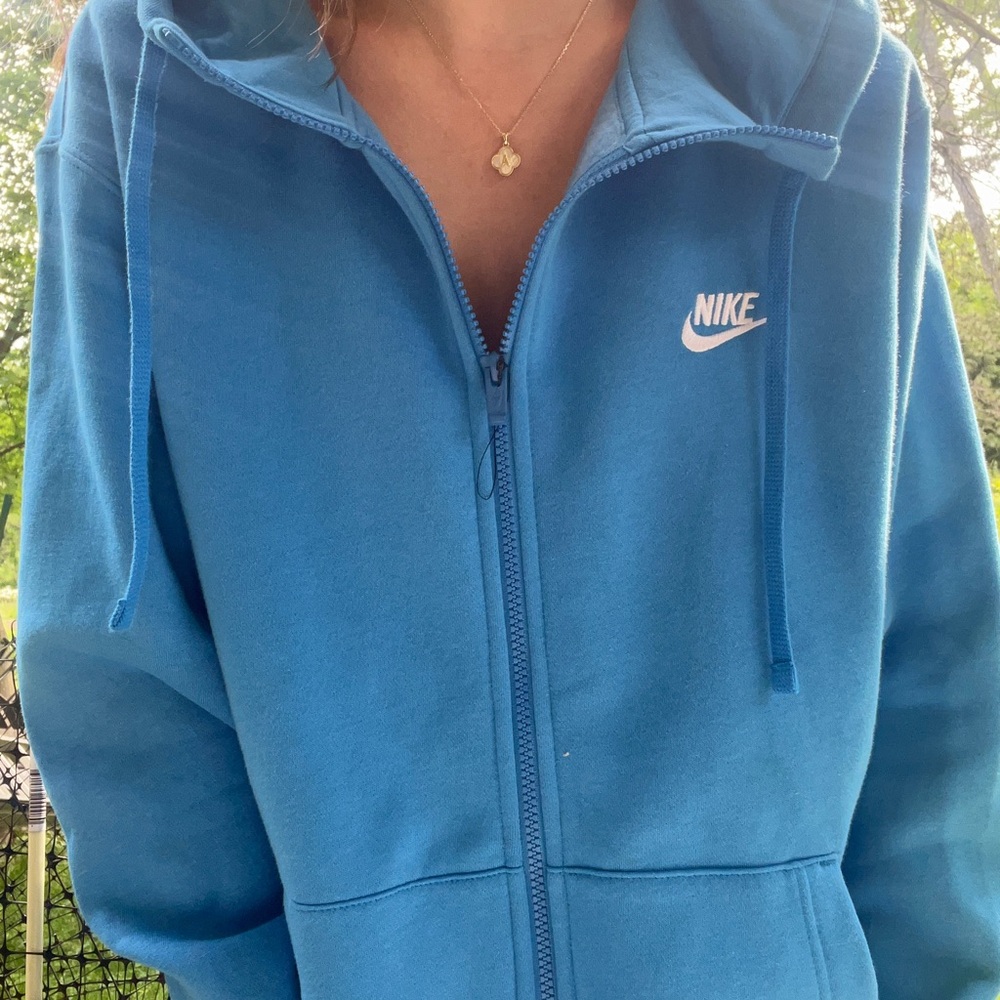 Nike Blue Zip Up Hoodie in Size Large